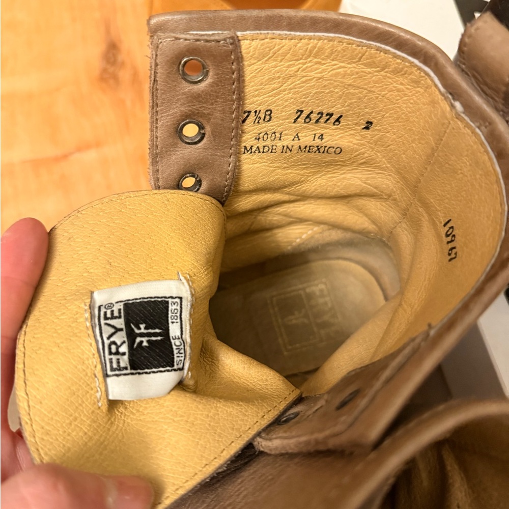 Frye Taupe Leather Lace-Up Ankle Boots - Picture 4 of 4